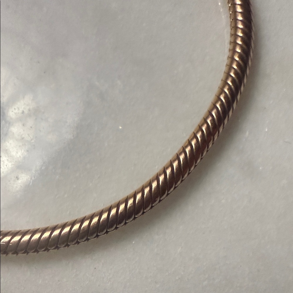 Pandora Rose Gold Tone Heart Clasp Snake Bracelet - Picture 7 of 9